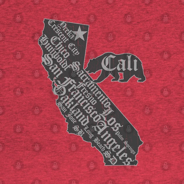 California Bear State Map (vintage distressed look) by robotface